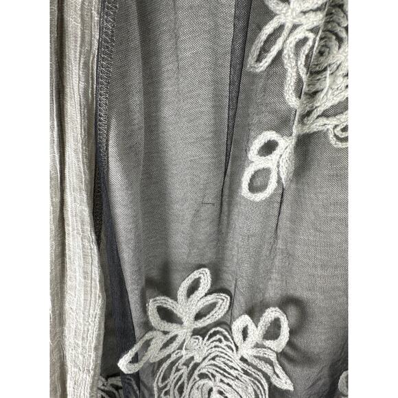 Feratelli Gray Boho Lace Tunic Top XL, Floral Embroidered Romantic Layered Style - Picture 5 of 5